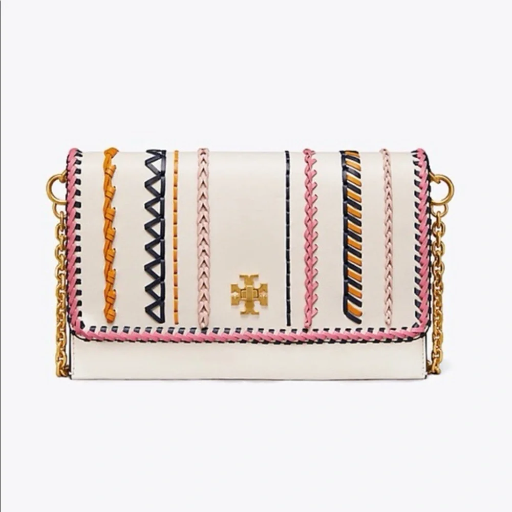 Tory Burch Kira Whipstitch Chain Shoulder Bag Crossbody Clutch Birch Multicolor